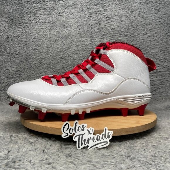 Air Jordan 10 TD Mid Football Cleats Size 11.5 Men White Gym Red CQ2073-106 main image 6